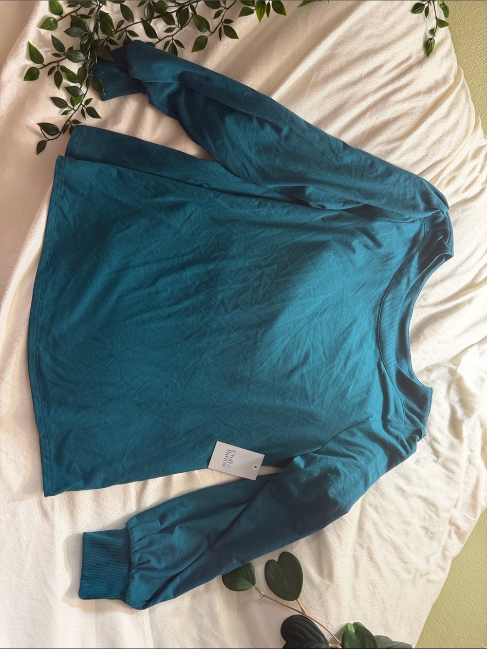 croft & barrow Teal Long-Sleeve Crewneck Sweatshirt